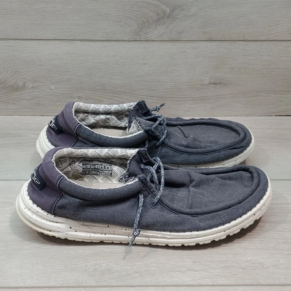 Hey Dude Mens Wally Chambray Blue Mirage Loafer Slip on shoes sz 10